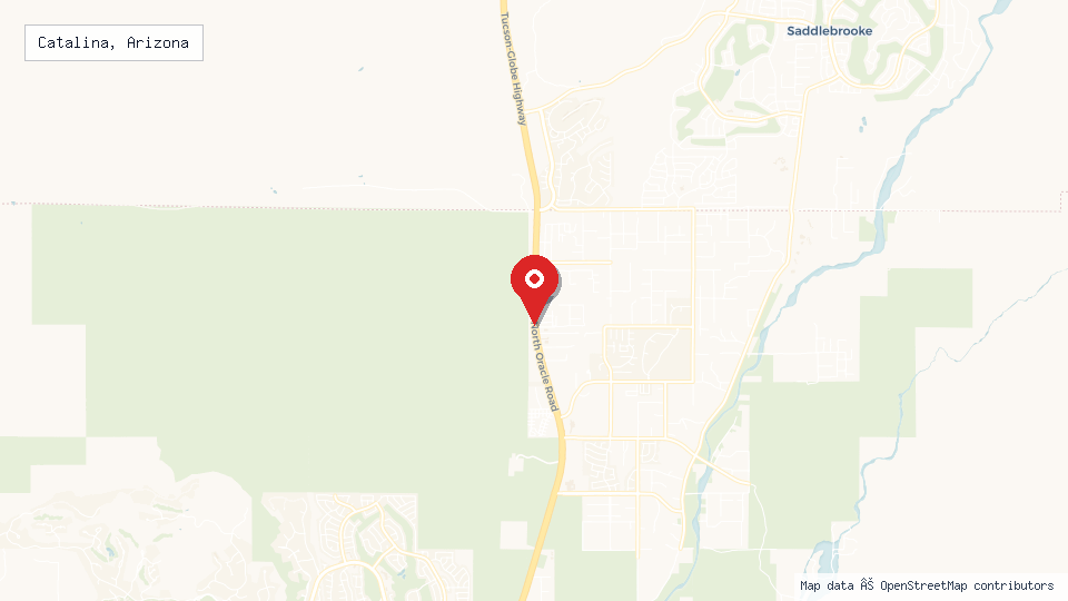 Street map of Catalina, Arizona with location pin