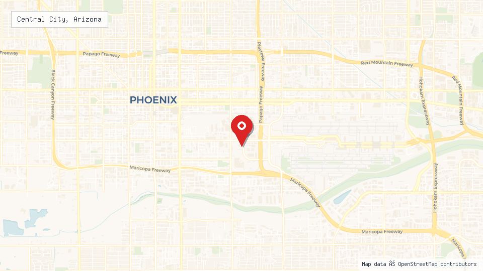 Street map of Central City, Arizona with location pin
