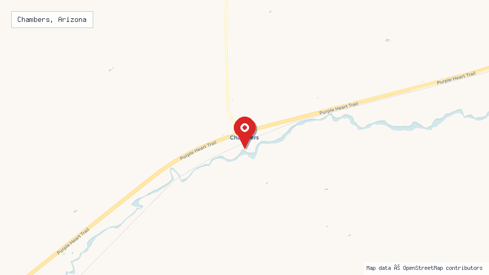 Street map of Chambers, Arizona with location pin