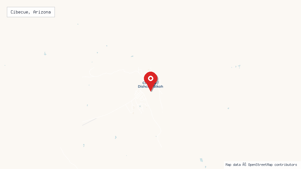 Street map of Cibecue, Arizona with location pin