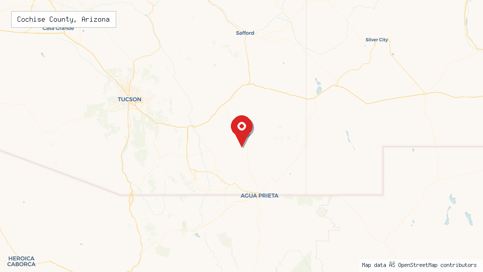 Street map of Cochise County, Arizona with location pin
