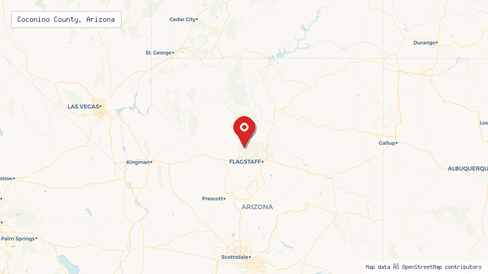 Street map of Coconino County, Arizona with location pin