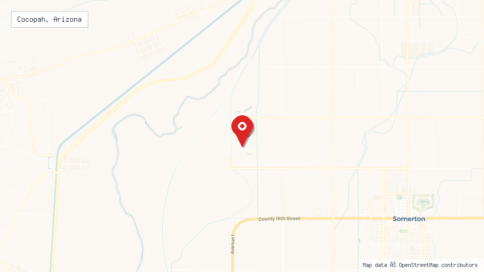 Street map of Cocopah, Arizona with location pin