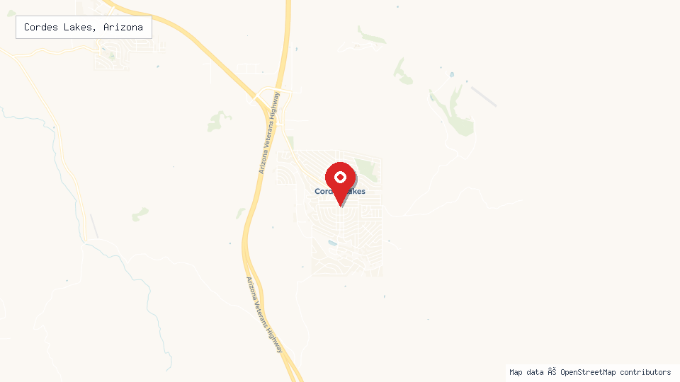 Street map of Cordes Lakes, Arizona with location pin