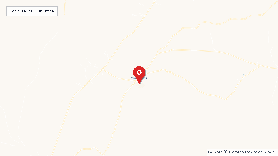 Street map of Cornfields, Arizona with location pin