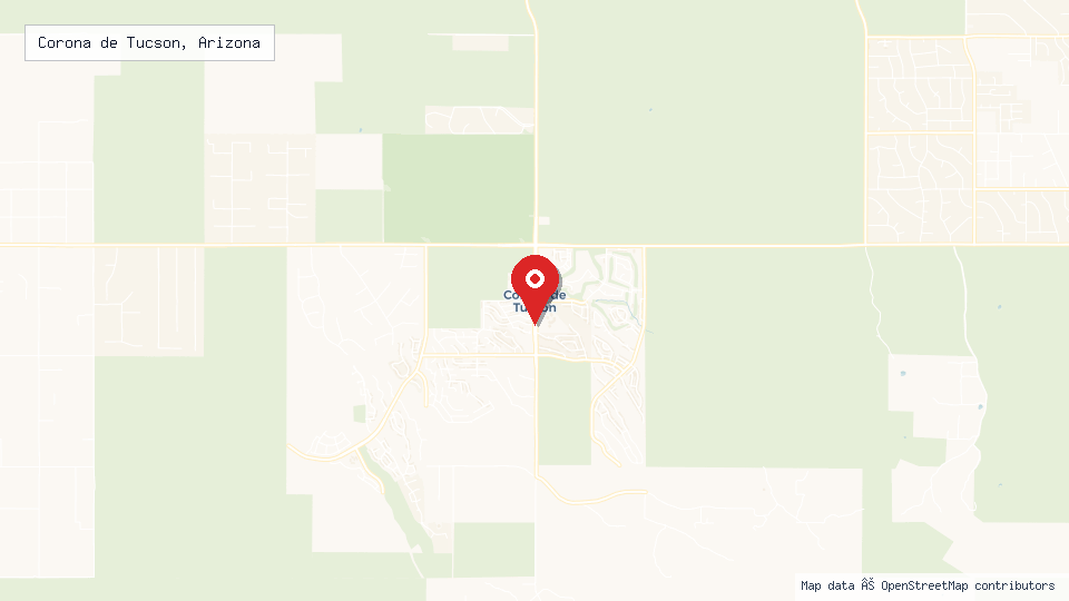 Street map of Corona de Tucson, Arizona with location pin
