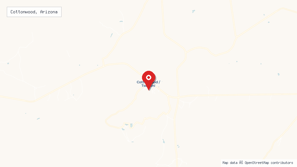 Street map of Cottonwood, Arizona with location pin