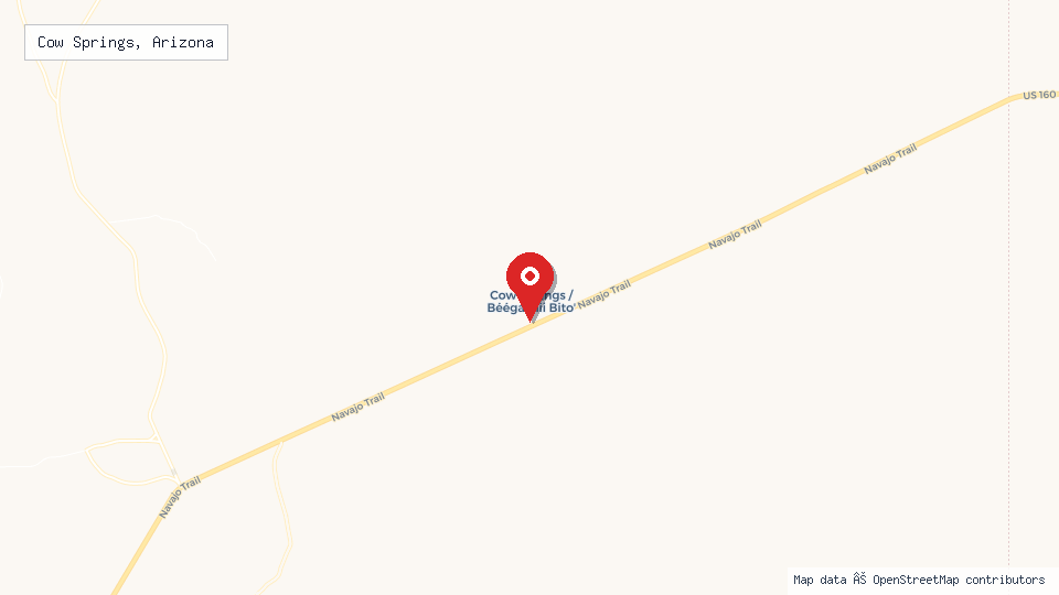 Street map of Cow Springs, Arizona with location pin