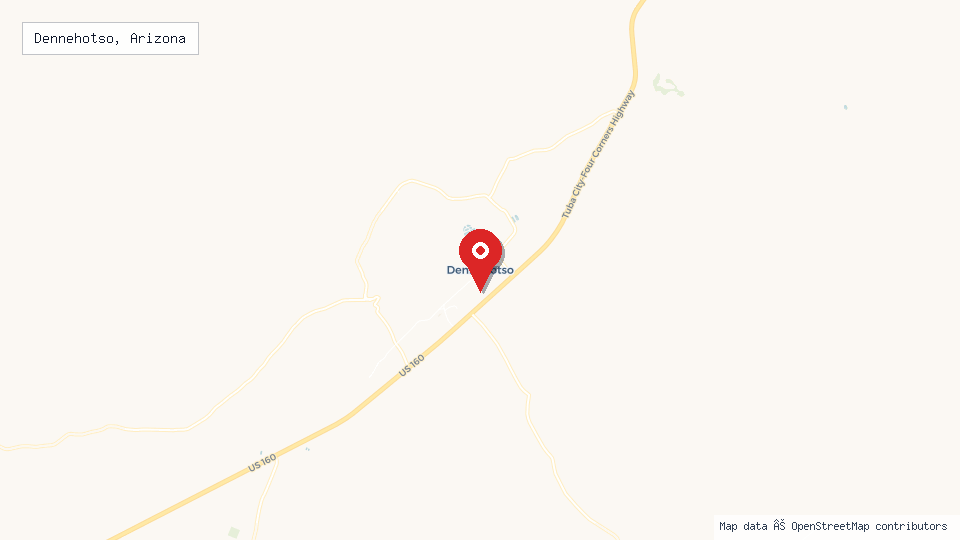 Street map of Dennehotso, Arizona with location pin