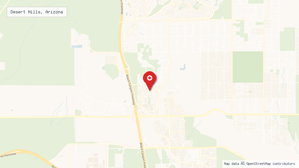Street map of Desert Hills, Arizona with location pin