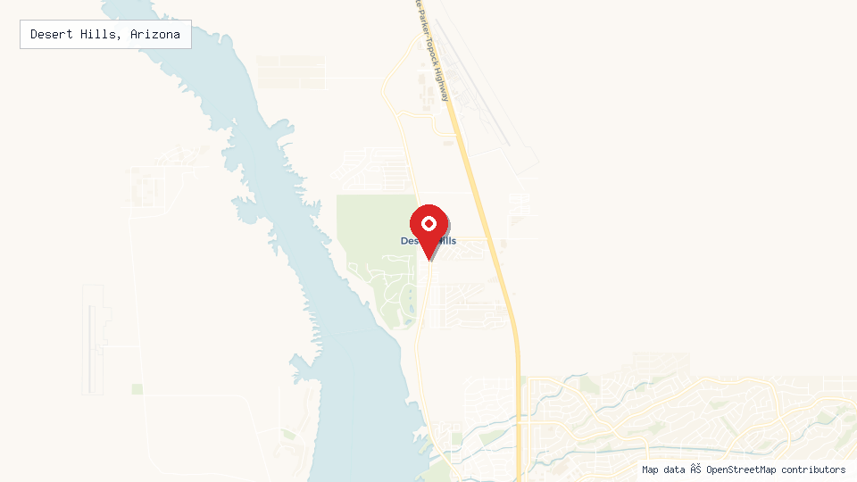 Street map of Desert Hills, Arizona with location pin