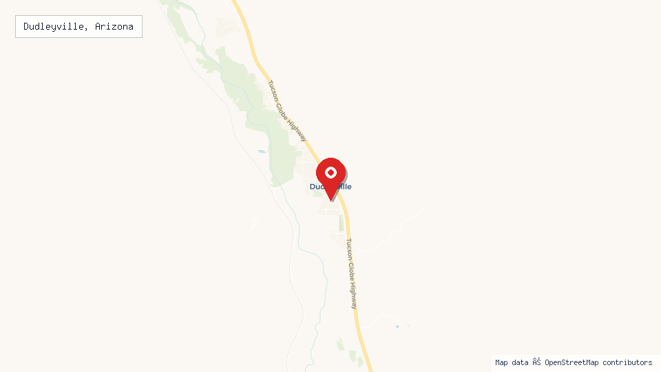 Street map of Dudleyville, Arizona with location pin
