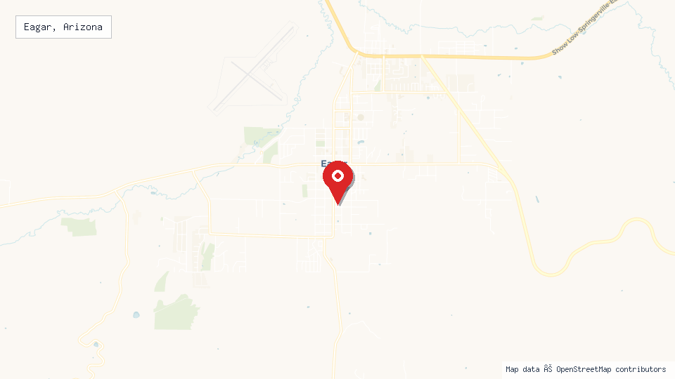 Street map of Eagar, Arizona with location pin