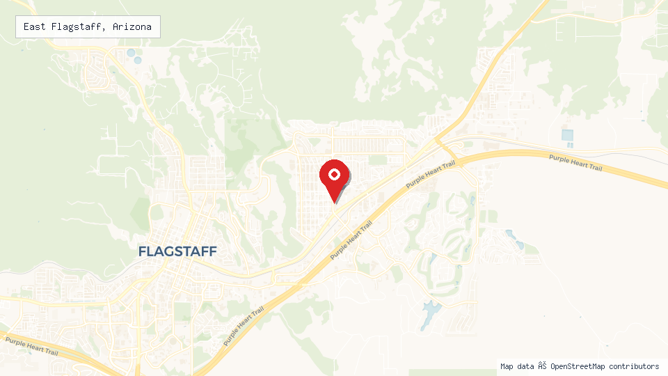 Street map of East Flagstaff, Arizona with location pin