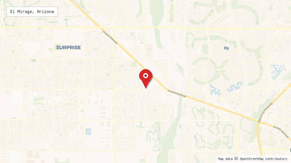 Street map of El Mirage, Arizona with location pin