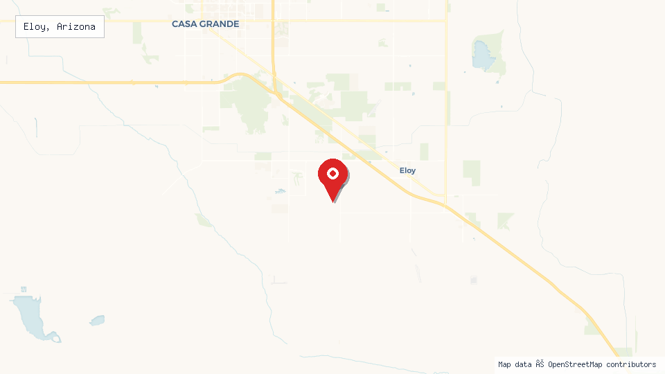 Street map of Eloy, Arizona with location pin