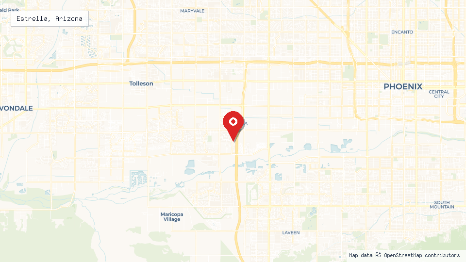 Street map of Estrella, Arizona with location pin