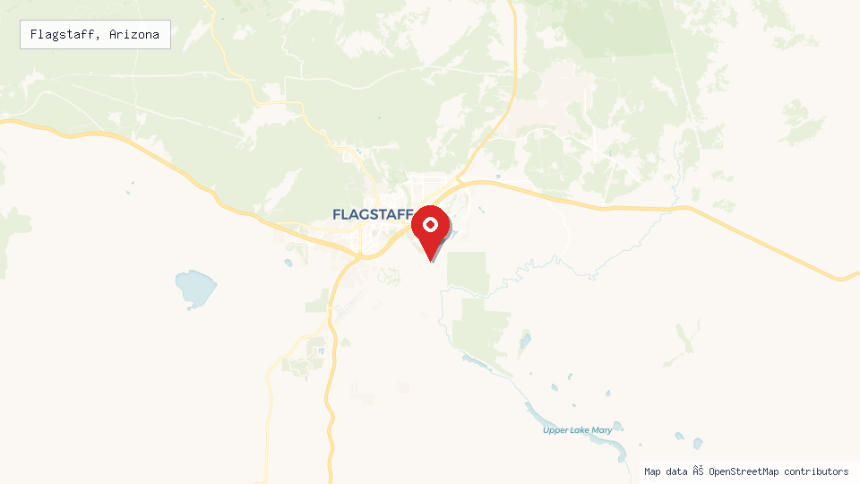 Street map of Flagstaff, Arizona with location pin