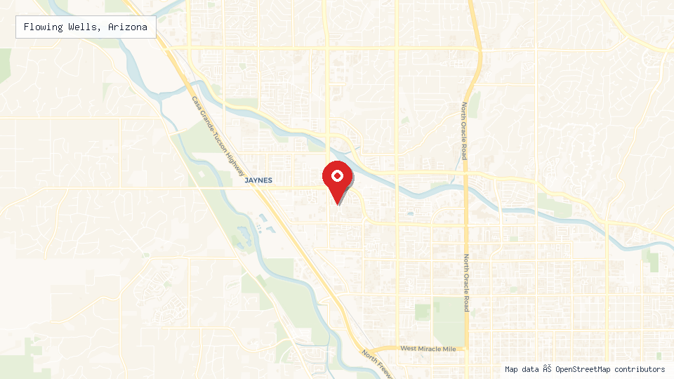 Street map of Flowing Wells, Arizona with location pin