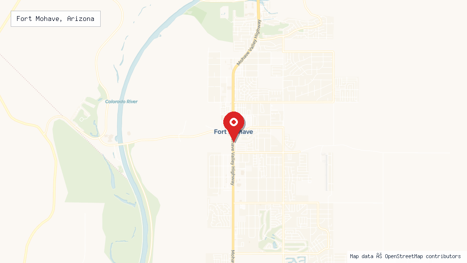 Street map of Fort Mohave, Arizona with location pin