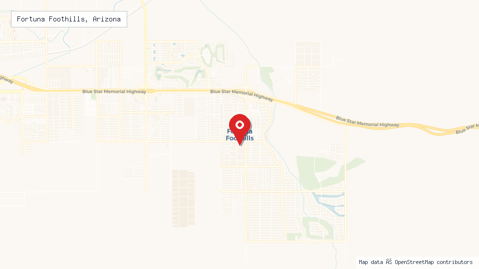 Street map of Fortuna Foothills, Arizona with location pin