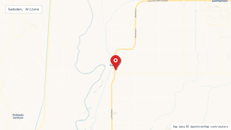 Street map of Gadsden, Arizona with location pin