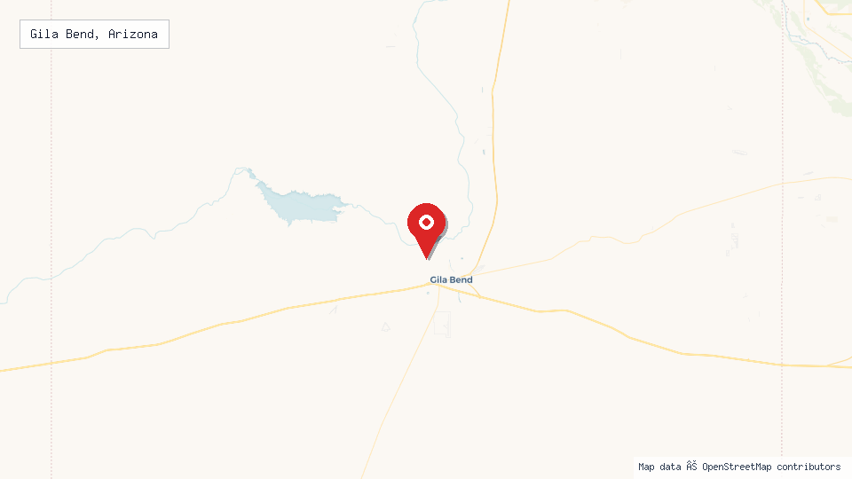 Street map of Gila Bend, Arizona with location pin