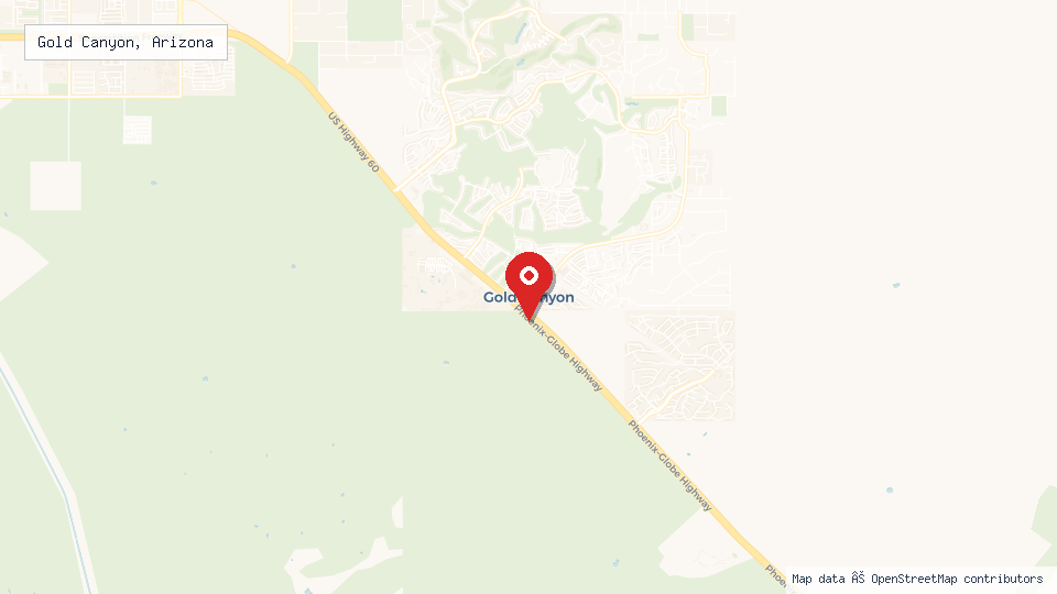 Street map of Gold Canyon, Arizona with location pin