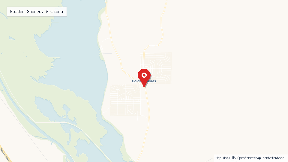 Street map of Golden Shores, Arizona with location pin