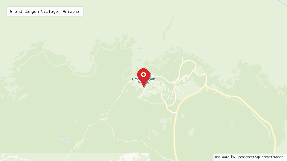 Street map of Grand Canyon Village, Arizona with location pin