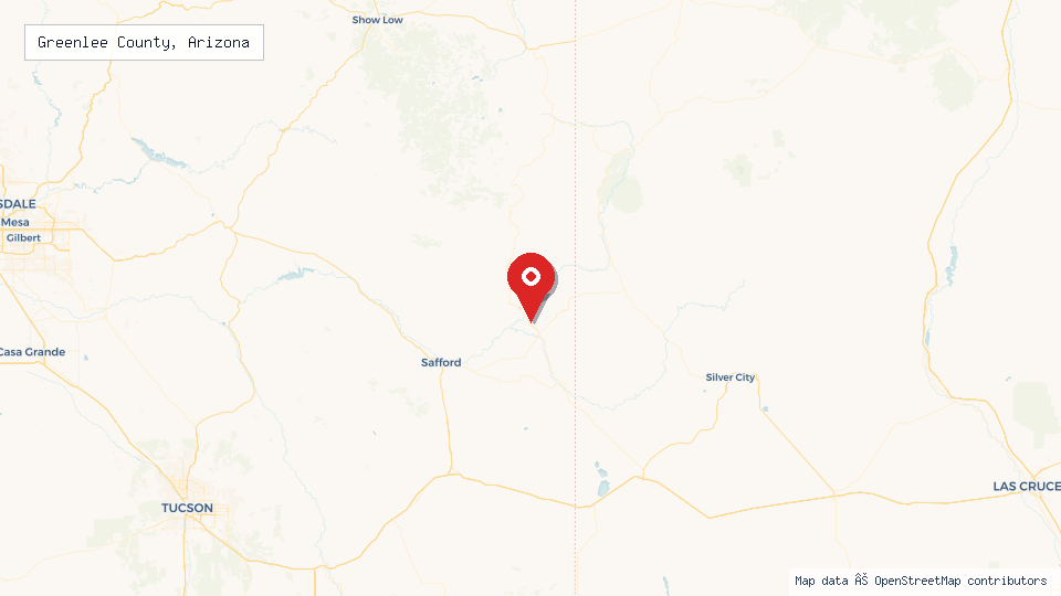 Street map of Greenlee County, Arizona with location pin