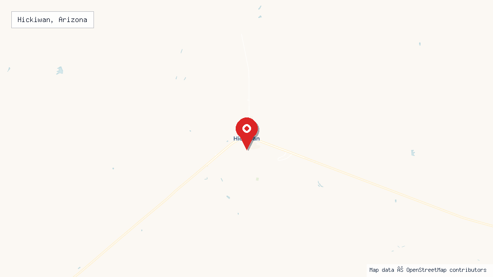 Street map of Hickiwan, Arizona with location pin