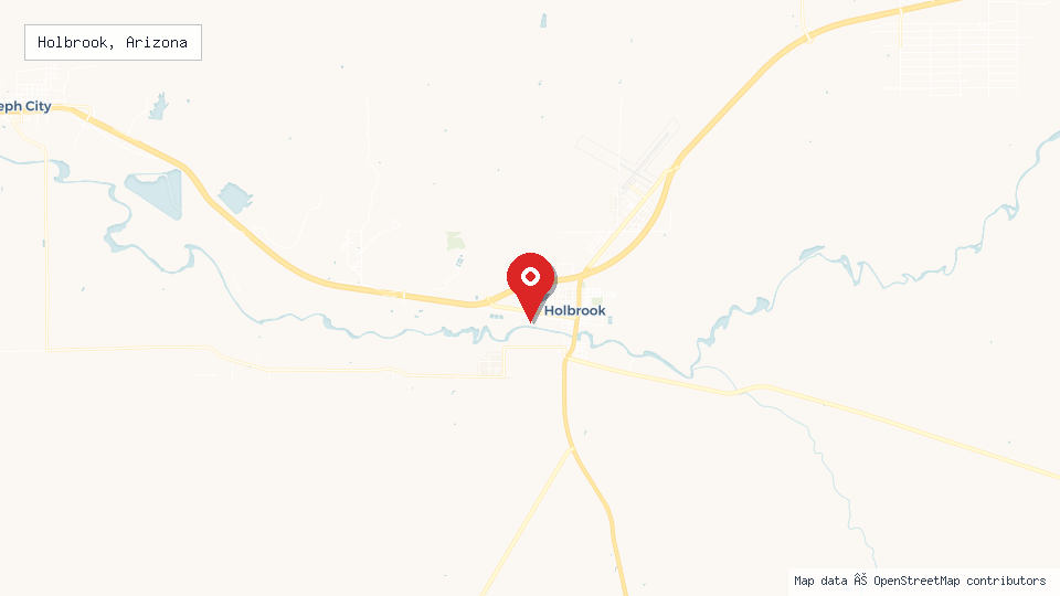 Street map of Holbrook, Arizona with location pin