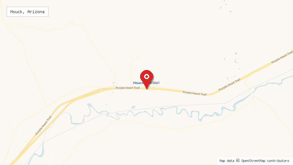 Street map of Houck, Arizona with location pin