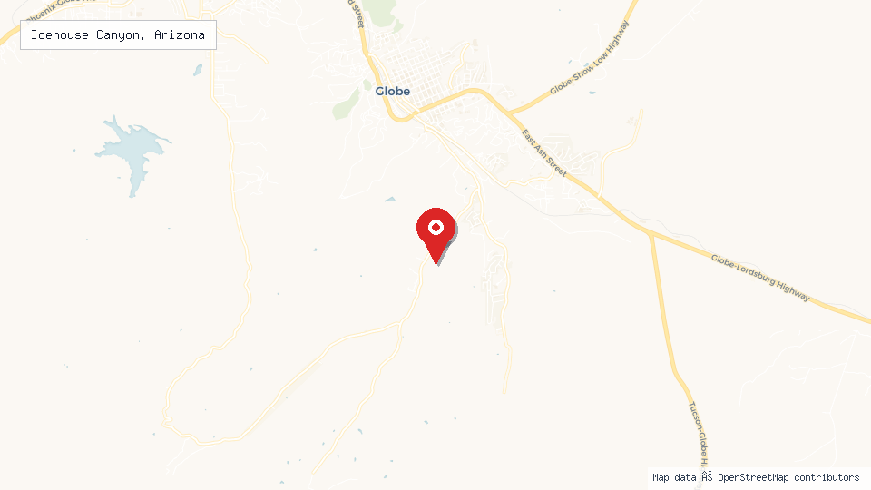Street map of Icehouse Canyon, Arizona with location pin