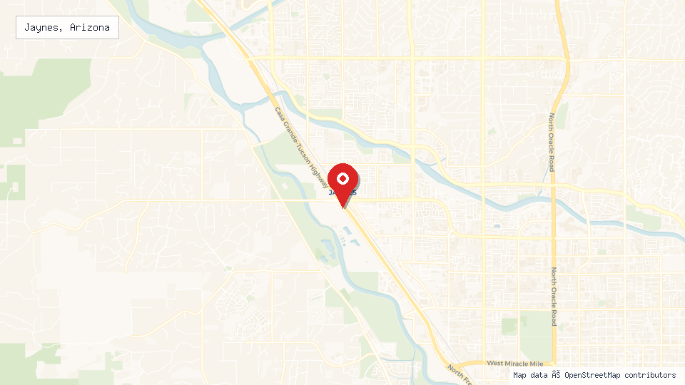 Street map of Jaynes, Arizona with location pin