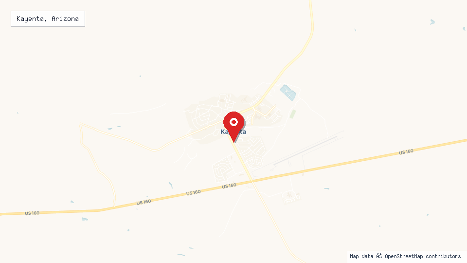 Street map of Kayenta, Arizona with location pin