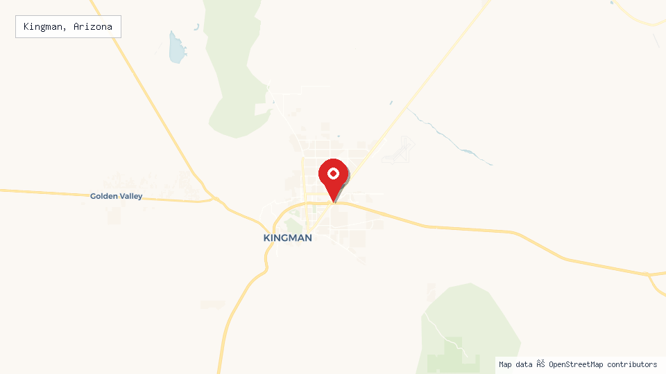 Street map of Kingman, Arizona with location pin