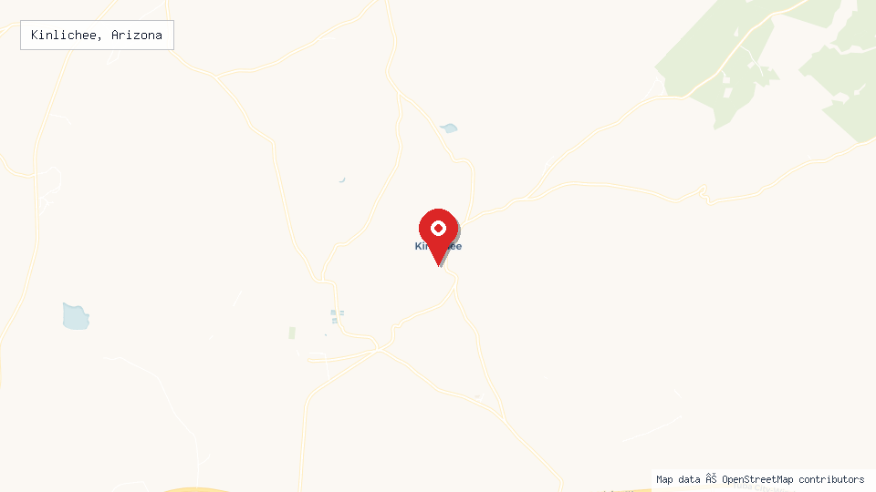 Street map of Kinlichee, Arizona with location pin