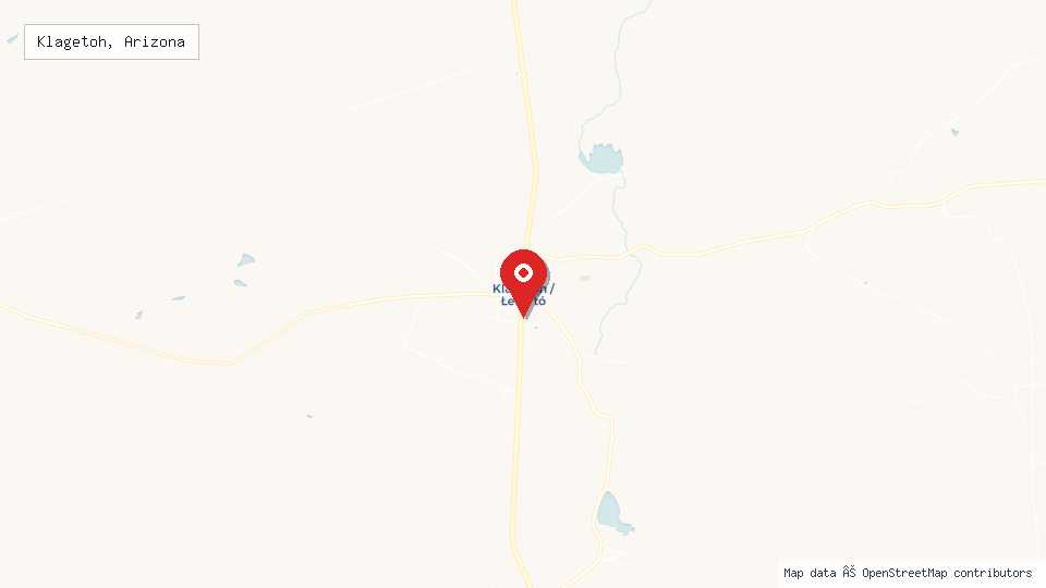 Street map of Klagetoh, Arizona with location pin