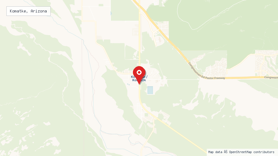 Street map of Komatke, Arizona with location pin