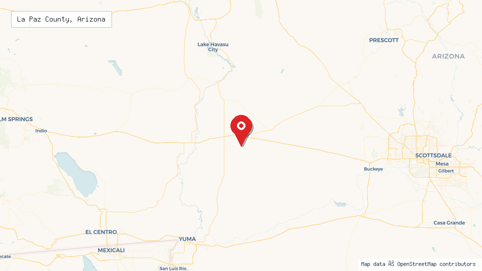 Street map of La Paz County, Arizona with location pin