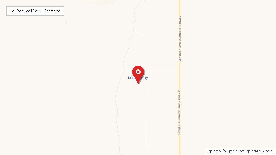 Street map of La Paz Valley, Arizona with location pin