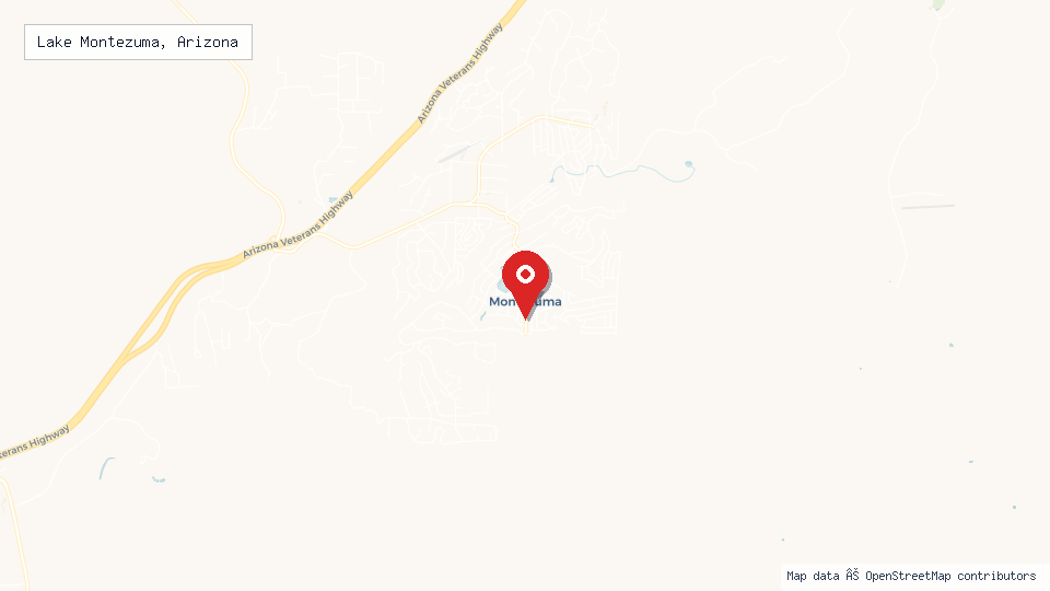 Street map of Lake Montezuma, Arizona with location pin