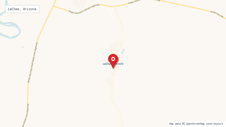 Street map of LeChee, Arizona with location pin