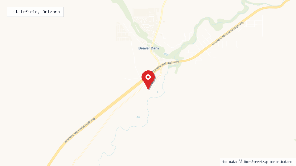 Street map of Littlefield, Arizona with location pin