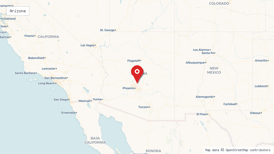Street map of Arizona with location pin