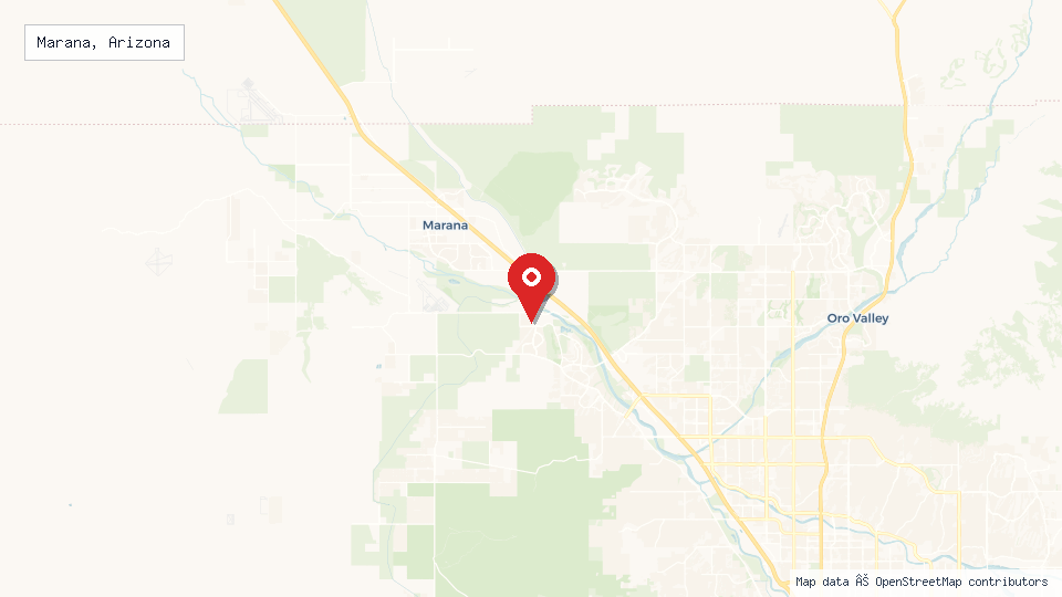 Street map of Marana, Arizona with location pin