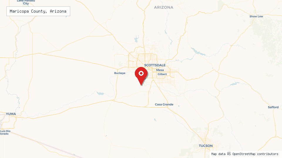 Street map of Maricopa County, Arizona with location pin