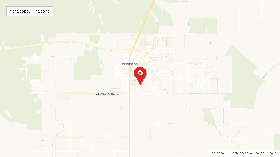 Street map of Maricopa, Arizona with location pin